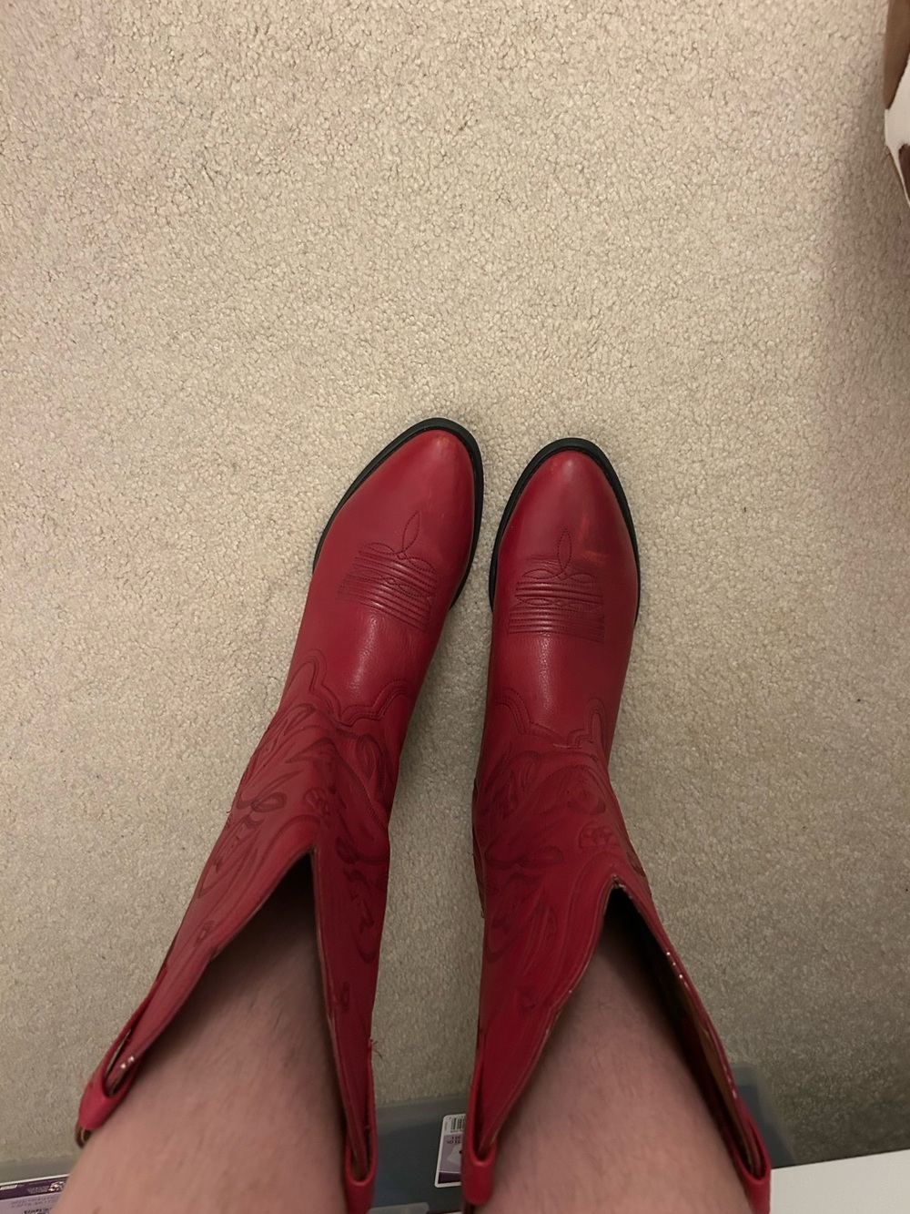 Red Ariat Women’s Cowboy Boots - Embroidered Mid-Calf Style - Picture 7 of 11